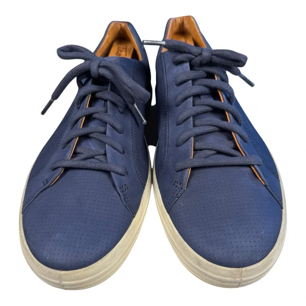 ECCO Soft 7 Perforated Street Sneakers Navy Leather Shoes Mens 45 US 11-11.5